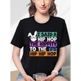 thumbnail image 1 of Camiseta deportiva informal de manga corta con estampado de letras y conejos de Pascua. Ideal para adultos, hombres, mujeres, adolescentes, jóvenes y para el tiempo libre., 1 of 5
