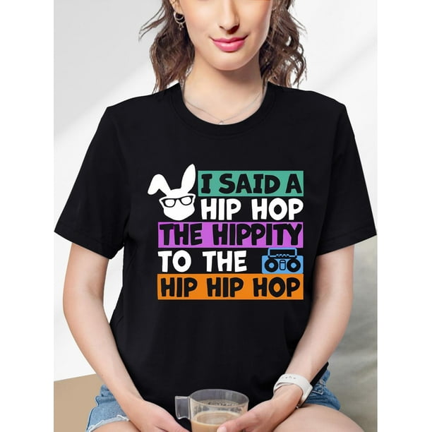 Camiseta deportiva informal de manga corta con estampado de letras y conejos de Pascua. Ideal para adultos, hombres, mujeres, adolescentes, jóvenes y para el tiempo libre.
