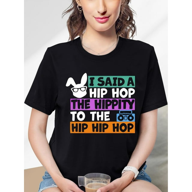 Camiseta deportiva informal de manga corta con estampado de letras y conejos de Pascua. Ideal para adultos, hombres, mujeres, adolescentes, jóvenes y para el tiempo libre.