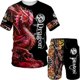 thumbnail image 3 of Conjunto de camiseta y pantalones cortos con estampado de dragón para hombre, chándal con estampado de dragón vintage impreso en 3D, camiseta Y2K, conjunto de verano de dos piezas, novedad de 2024, 3 of 5