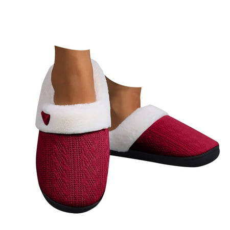 KELINFONG Womens Mens Knit Slippers Memory Foam Comfort Fuzzy Plush Lining Slip on House Shoes