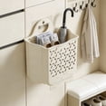 thumbnail image 4 of Wall Mounted Laundry Basket, Large Capacity Foldable Dirty Clothes Storage Bin, Space Saving Laundry Hamper for Bathroom, Beige S, 4 of 6