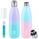 thumbnail image 1 of Botella de agua aislada, paquete de 2 botellas de agua de acero inoxidable de 17 oz, botellas de agua de metal deportivas a prueba de fugas que mantienen la bebida fría durante 24 horas y ca, 1 of 5