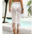 thumbnail image 2 of SWSMCLT Women's Beach Swimsuit Skirt Mid Rise Drawstring Cover Up Crochet Bathing Suit Sexy Cutout White Medium, 2 of 4