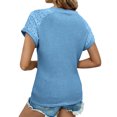 thumbnail image 5 of UVN Summer Blouses for Women Short Sleeve Crewneck Dressy Shirts Ladies Casual Waffle Knit Hollow Out Tunic Tops, 5 of 9