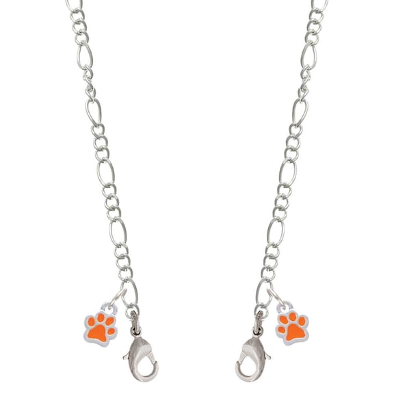 Silvertone Mini Translucent Orange Paw Silvertone Face Mask Necklace