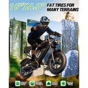 Electric Bike for Adults,Peak 1500W,Max28Mph & 80 Miles Electric Bicycle,48V 25Ah Full Suspension & Disc Brakes 16Fat Tire E-Bike