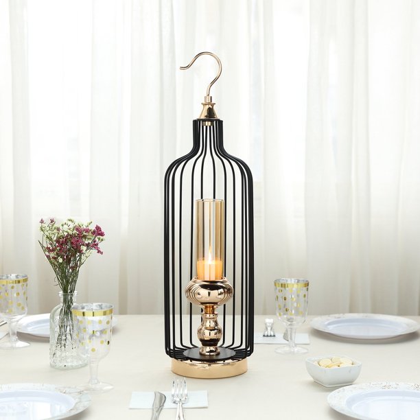 Efavormart Gold/Black Metal Hanging Cage Votive Candle ...