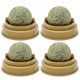 thumbnail image 1 of 4Pcs Cat Licking Ball Natural Catnip Wall Stick-on Ball Toy Cat Treats Mint Leaf Ball Rotating Puzzle Balls Pet Supplies for Little Cats (Green), 1 of 4