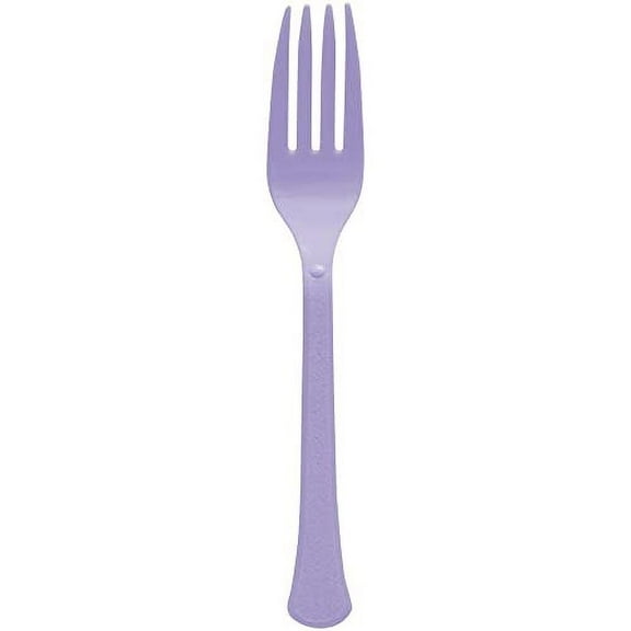 Amscan 8017 Solid Heavyweight Plastic Forks, Lavender, 50 Forks Per Pack, Case Of 3 Packs