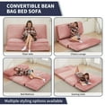 thumbnail image 3 of ZAFLY Single Folding Sofa Bed, Foldable Futon Couch Bed, Sleeper Sofa Guest Bed, Folding Foam Mattress, Upholstered Convertible Floor Mattress for Living Room/Apartment (Single, Pink), 3 of 7