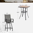 thumbnail image 5 of Summit Living 3 Pieces Outdoor Swivel Bar Stool Bistro Set with 2 Patio Metal Bar Stool Height Chairs and 1 Bistro Bar Table,Black&Grey, 5 of 13