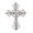 White, variant on Silvery Tone Religious Cross Brooch Sparkling Aquamarine Blue or Clear Crystal Rhinestones