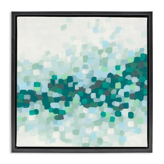 Stupell Industries Modern Modern Dotted Terrain Black Floating Frame Canvas Art, 18 x 18, by June Erica Vess