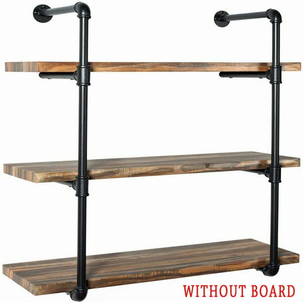 Industrial Iron Pipe Shelf Wall Ceiling, Pipe And Plank Shelving