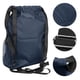 thumbnail image 4 of Mochila de doble hombro con bolsillo con cordón, bolsa de almacenamiento de viaje impermeable gruesa, azul marino, 4 of 14
