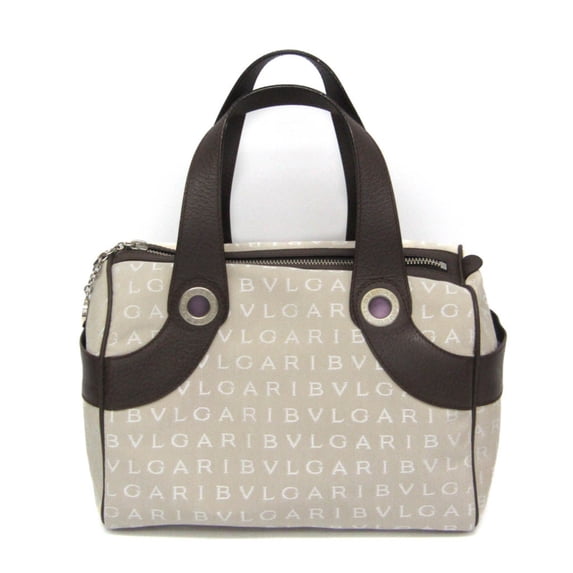 Pre-Owned Bvlgari Logomania Winona Boston Small Women's Canvas,Leather Boston... (Good)