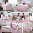 thumbnail image 6 of Pink Burlap Texture Bedding 3 Piece Duvet Cover Set Twin Size, Farmhouse Vintage Pink Soft Microfiber Comforter Cover with Zipper Closure & Pillowcases, Wrinkle & FadeResistant Quilt Cover, 6 of 9