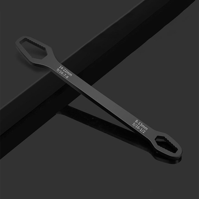 Llave ajustable multifuncional, llave de trinquete de doble cara para máquina de bricolaje, negro Cola Llave multifunción