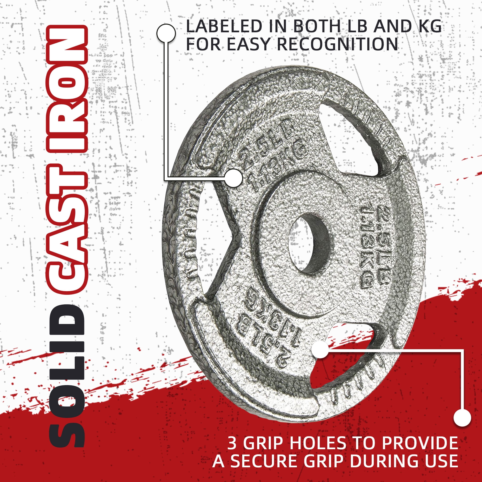 BalanceFrom Cast Iron Weight Plates，1-Inch or 2-Inch Center Hole, Multiple Sizes & Sets Available，for Strength Training & Weightlifting