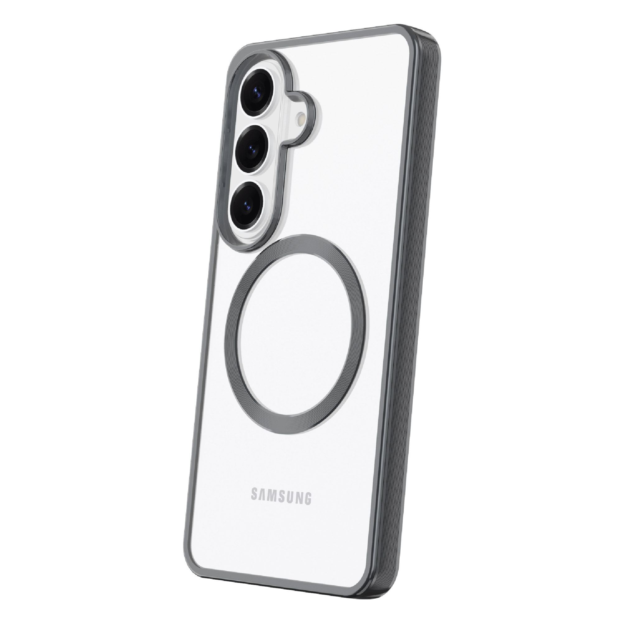 onn Magnetic Compatible Phone Case for Samsung Galaxy S26 - Metallic Gray/Clear