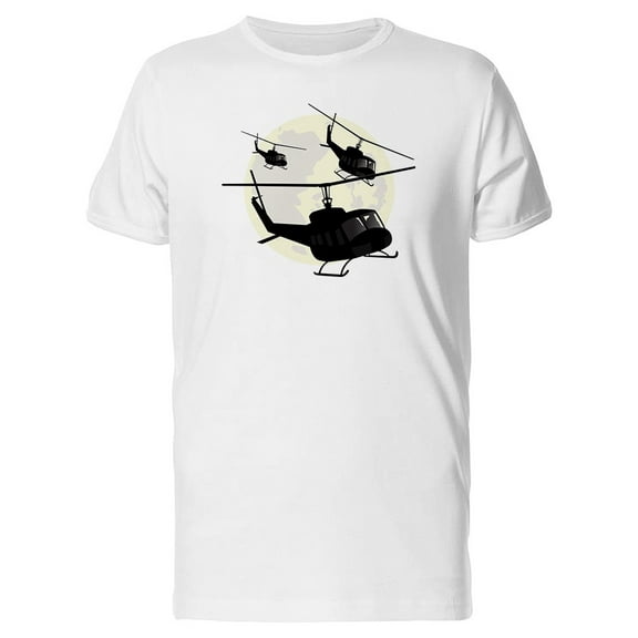 Military Helicopters And Moon T-Shirt Men -Image by Shutterstock, Male Large