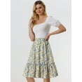 thumbnail image 2 of DARING DIVA Women's Flowy Ruffle Hem Tiered Floral Midi Skirt XS White Yellow, 2 of 6