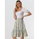 thumbnail image 2 of Falda Floral Fluida Con Volantes En El Dobladillo Para Mujer Blanco Amarillo M, 2 of 6