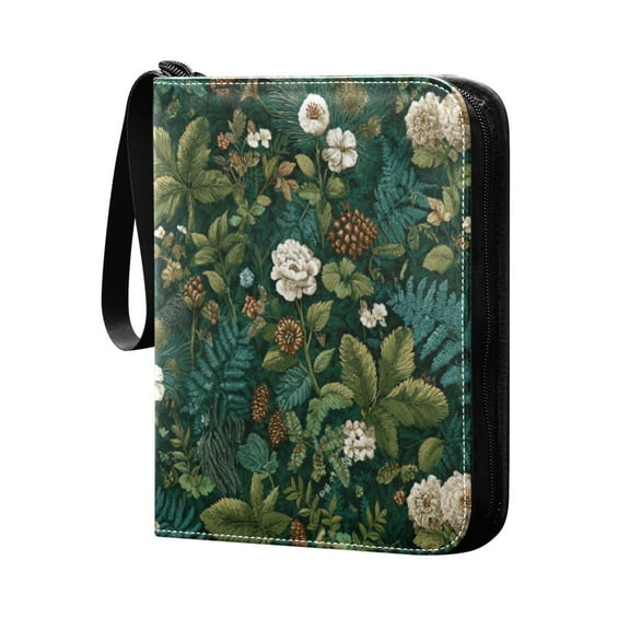 400 Pockets Trading Cards Album,Card Binder 4-Pocket, Cards Collector Album Holder Fits 400 Cards with 50 Removable Sheets Pine Cones and Mossy Ferns