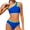 Blue, variant on Girls' One-Shoulder Two-Piece Swimsuit, Color Block Bikini with Removable Pads, Stretchy Nylon Bathing Suit for Teens, Beach & Pool Swimwear, 6 Colors, Sizes 8Y-16Y