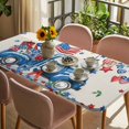 thumbnail image 3 of Independence Day Table Cloths for 3 Foot Rectangle Tables, Farmhouse American Flag Truck Star Burlap Patio Waterproof Elastic Fitted Tablecloths, Washable Rectangular Table Cover for Camping, 3 of 8
