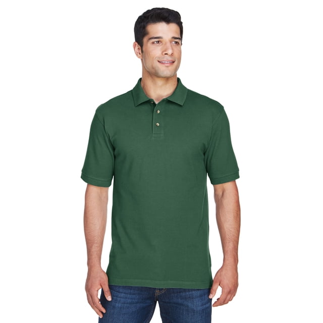 Polo de manga corta en piqué de algodón Ringspun Harriton VERDE OSCURO XL