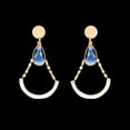 thumbnail image 2 of Pendientes colgantes geométricos redondos con circonita azul para mujer, 2 of 8