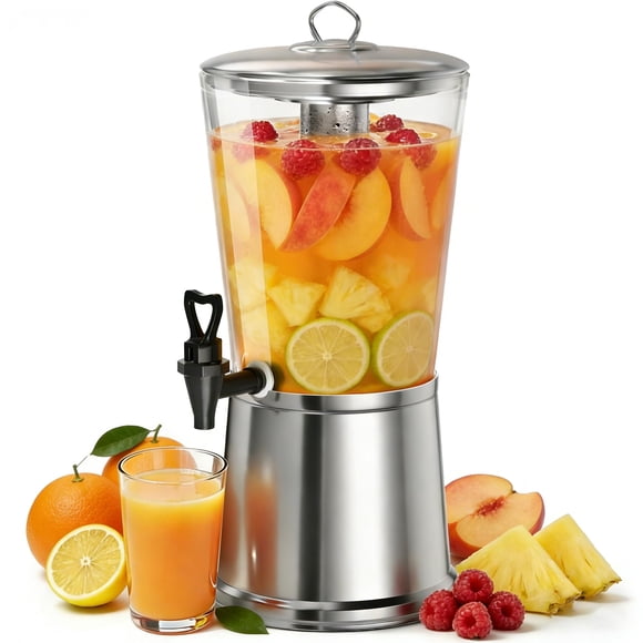 WantJoin Beverage Dispenser With Stand, Drink Dispenser for Party, Stainless Steel Water Dispenser with Ice Core, Spigot, Drink Jar Jug For Home Part