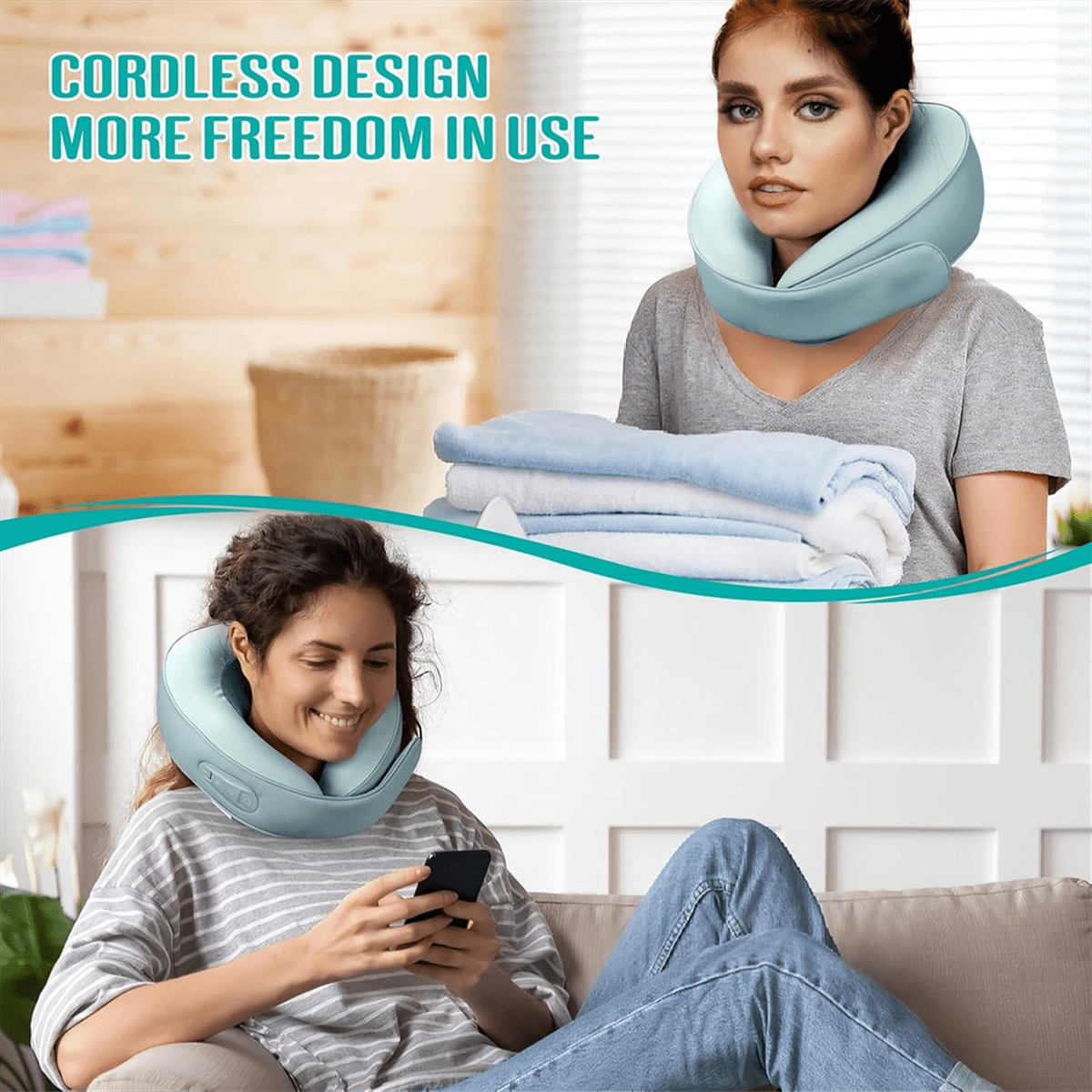 Neck Deep Tissue Pain Relief Massager, Shiatsu Neck Massager with Heat, Rechargeable 3D Kneading Massager,1 x Neck Massager 1 x USB Charging Cable,Photo Color