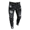 thumbnail image 1 of toraway Men's Jeans Slim Fit 31W 28L Mens Tight Punctured Embroidered Small Leg Jeans M, 1 of 2