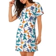thumbnail image 2 of Kdxio Block Dinosaur Pattern Womens Short Sleeve Sleepshirt Scoopneck Cute Nightdress Ruffle Comfy Nightgown, 2 of 6