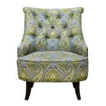 thumbnail image 3 of HomeRoots 483777 28 in. Green Aqua & Brown Polyester Blend Damask Wingback Chair, 3 of 8