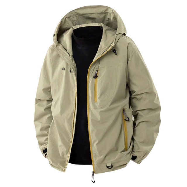 FYEGRE Manteau de Randonnée Extérieur pour Homme Respirant Coupe-Vent Imperméable Léger Randonnée Alpinisme Tissu Extensible Vert TTG