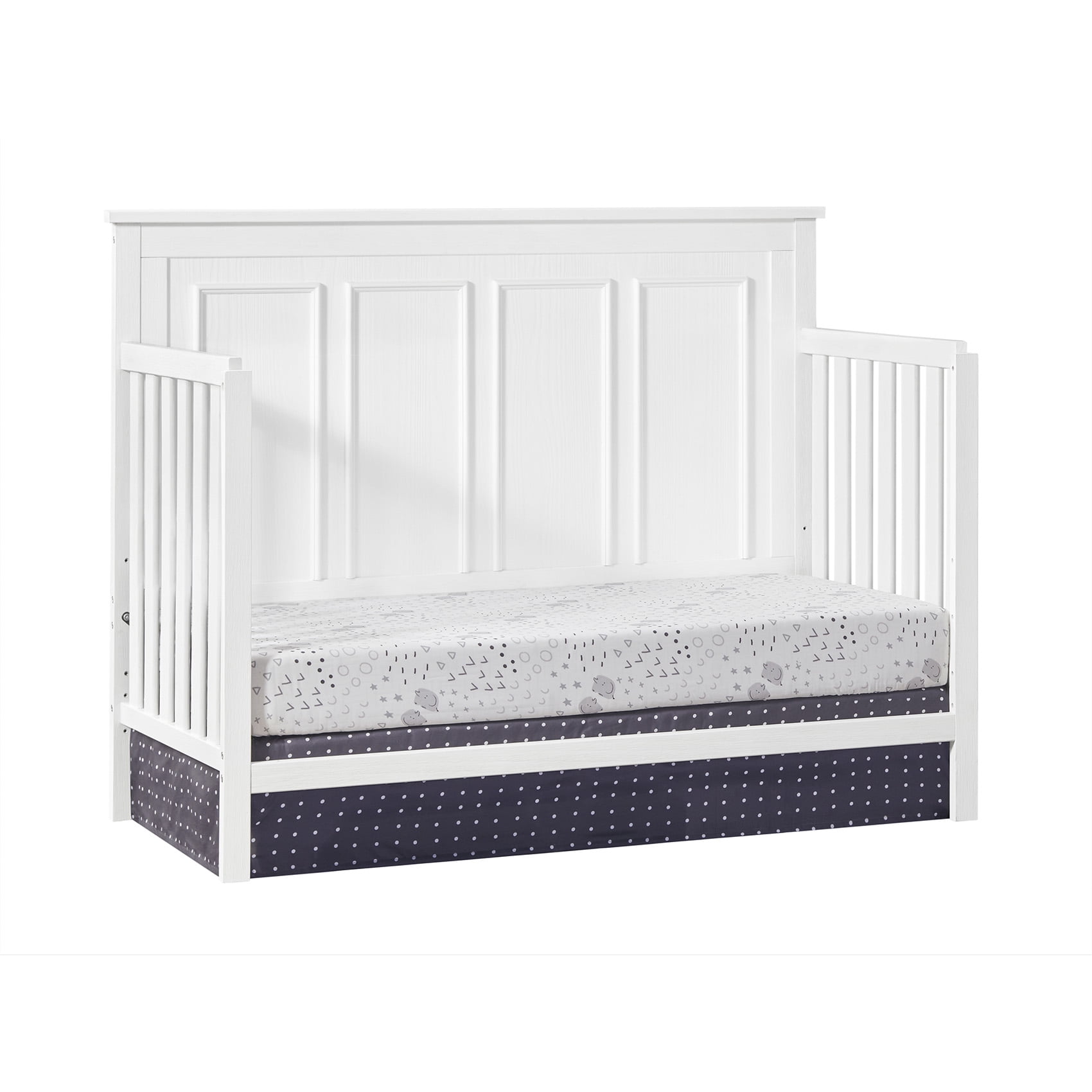 Oxford Baby Farmington 4-in-1 Convertible Crib, Rustic White, Wooden Crib