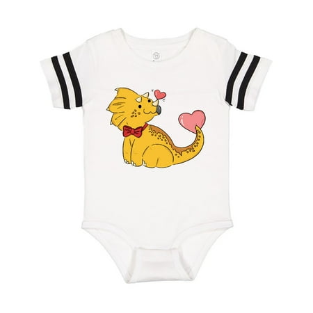 

Inktastic Yellow Triceratops with Red Bowtie and Pink Hearts Gift Baby Boy or Baby Girl Bodysuit