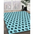 thumbnail image 3 of Ahgly Tapis d'Intérieur Lavable en Machine Carré Transitionnel Vert Cyan Foncé, 6 Pieds Carré, 3 of 7