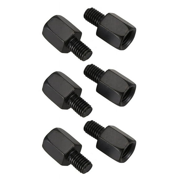 6 PCS Motorcycle Mirror Adaptors Converts Clockwise 8MM to 10MM Black