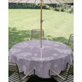 thumbnail image 2 of Outdoor Tablecloth with Umbrella Hole Zipper Purple Butterfly Botanical Round Tablecloth 60" Waterproof Outside Table Cloth Summer Plants Line Art Patio Table Cover Tablecloths for Picnic Party, 2 of 8