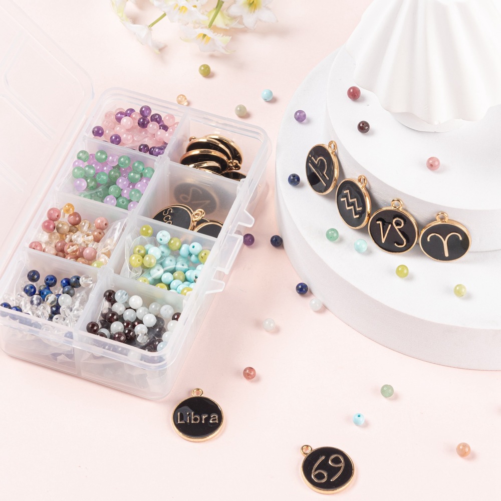 1box Birthstone Bracelets Jewelry Making Kits Including & Constellation Alloy Enamel Pendants Mixed color 624pcs/box