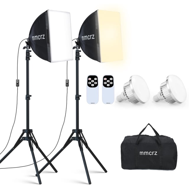 Kit de iluminación Softbox mmcrz, paquete de 2 unidades de 16 x 16 pulgadas con bombillas LED de 85 W