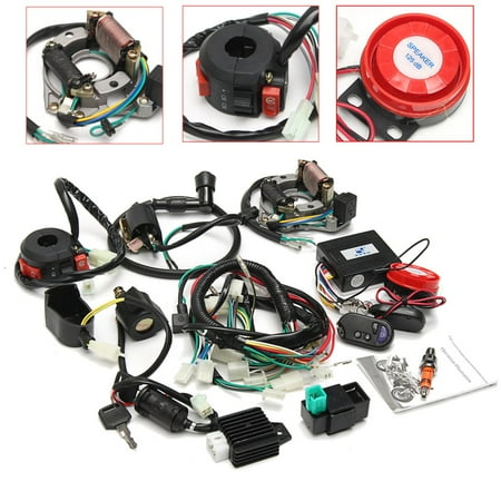 Battery Wiring Harness - Full Electrics Wiring Harness Coil CDI Engine Two Holes Accessories 50cc 70cc 110cc 125cc ATV+Remote Start Switch