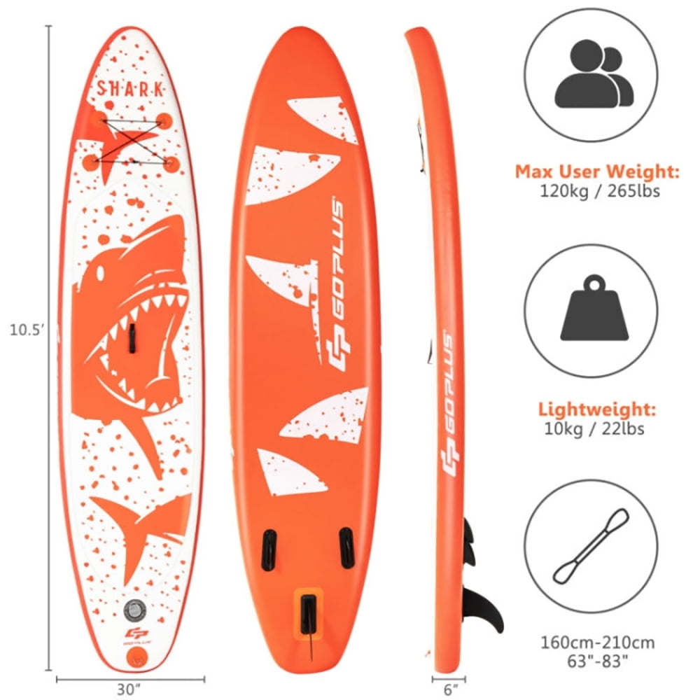 Topcobe Inflatable Stand Up Paddle Board with Backpack Aluminum Paddle Pump, Outdoor Sports Equipment/Accessories-M