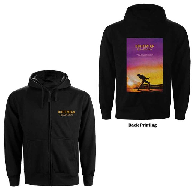 Queen Unisex Zipped Hoodie Sweatshirt Bohemian Rhapsody Movie Poster (Back Print)