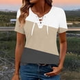 thumbnail image 2 of Kezqiaxn Business Casual Tops for Women Drewstring Short Sleeve V-Neck Loose Blouse Womens Shirts Fashion Clothing, 2 of 5